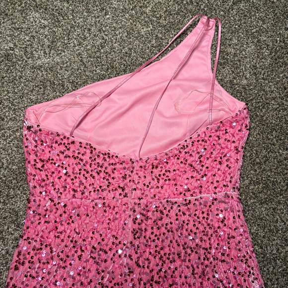 Faeriesty Women’s Large One-Shoulder Pink Sequin Pink Dress - Picture 10 of 14